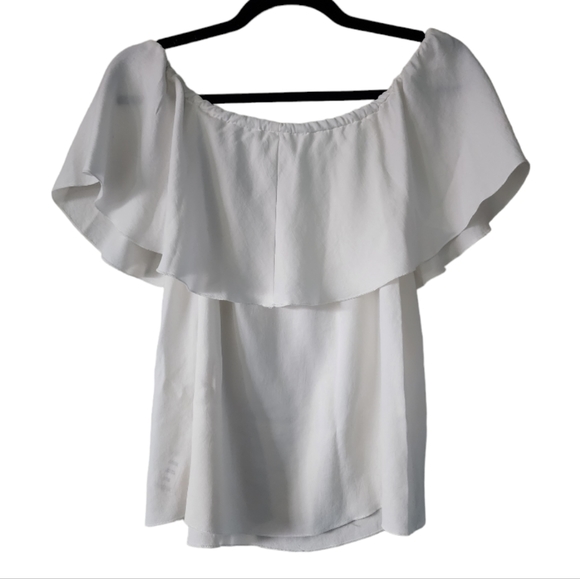 7 For All Mankind On or Off Shoulder White Silky Top, X-Small - Picture 2 of 4